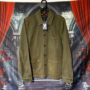 Psycho Bunny Chore Jacket Mens XS Green Cotton Embroidered Logo Outdoor Workwear